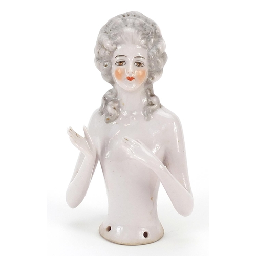 317 - Large Victorian porcelain half pin doll, 11.5cm high
