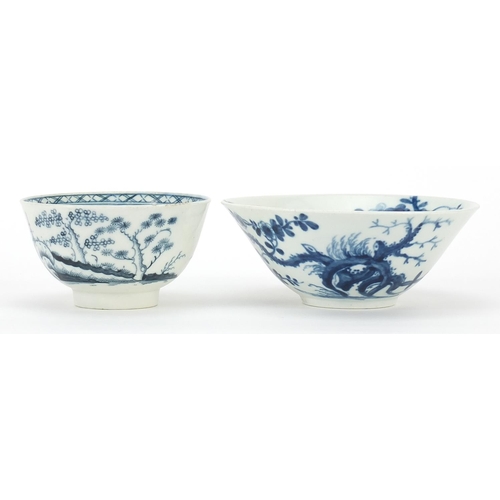 159 - Two Worcester blue and white porcelain bowls, the largest 11cm in diameter