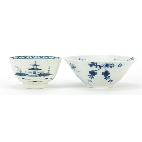 159 - Two Worcester blue and white porcelain bowls, the largest 11cm in diameter