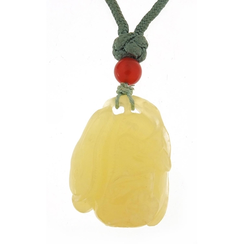 2784 - Chinese carved stone necklace, 70cm in length, 47.5g