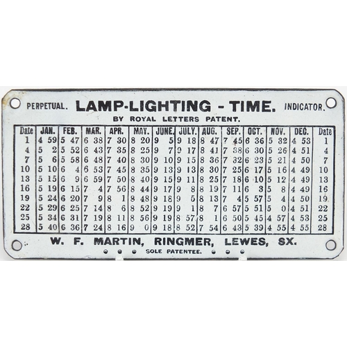 245 - Lamp Lighting Time enamel advertising plaque by Royal Letters Patent, 15.5cm x 8cm