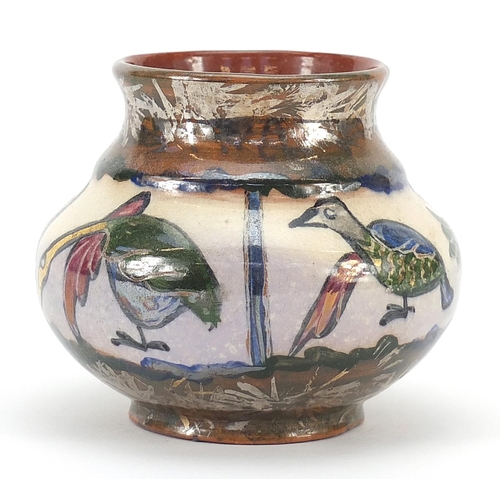 84 - Continental lustre vase in the style of William de Morgan style, 8cm high