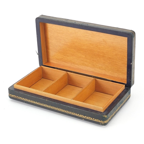 651 - Tooled leather card box made in Italy for Liberty, 5cm H x 21cm W x 12cm D