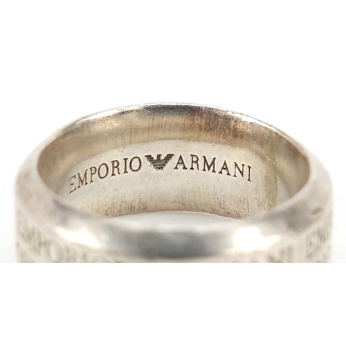 2803 - Four designer silver rings including Emporio Armani, various sizes, 53.8g