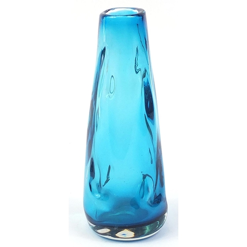 109 - Whitefriars aqua blue knobbly glass vase, 25cm high