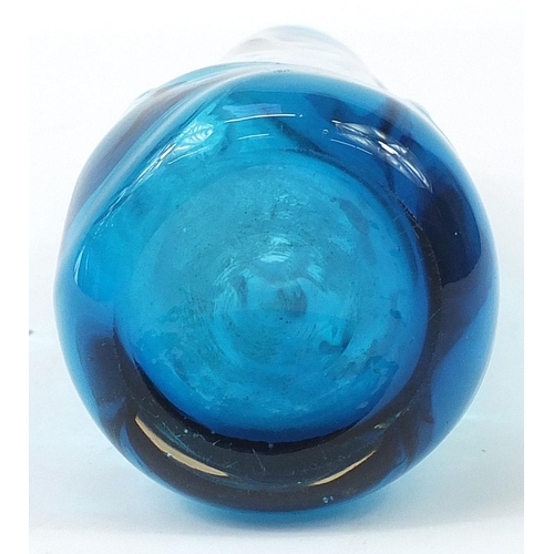 109 - Whitefriars aqua blue knobbly glass vase, 25cm high