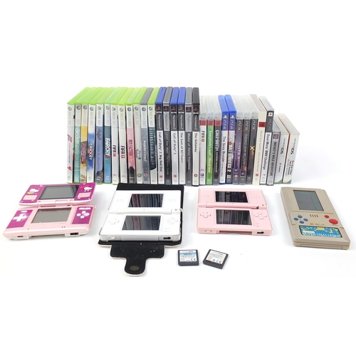 1907 - Vintage and later games and consoles including Playstation 1, Nintendo DS and Five in One Super Chal... 