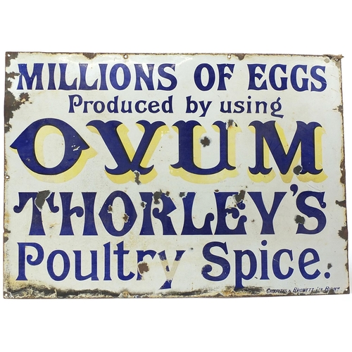 242 - Ovum Thorley's Poultry Spice enamel advertising sign, 82.5cm x 59cm