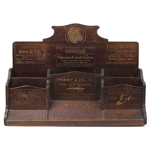 233 - Warne, Pugsley & Warne Advertising Contractors letter rack with advertisements including Pars & Co, ... 