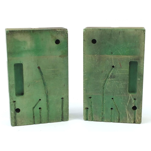 239 - Industrial painted wood two piece foundry mould impressed Freinrail boite, 29cm high