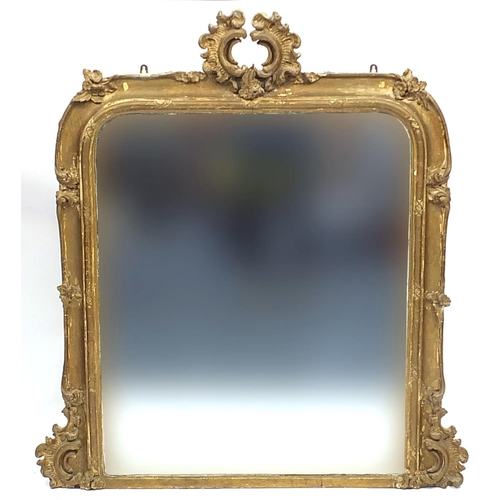 761 - Large ornate gilt framed overmantle mirror, 119cm x 100cm