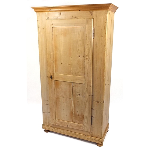 699 - European stripped pine wardrobe, 186cm H x 105cm W x 48.5cm D