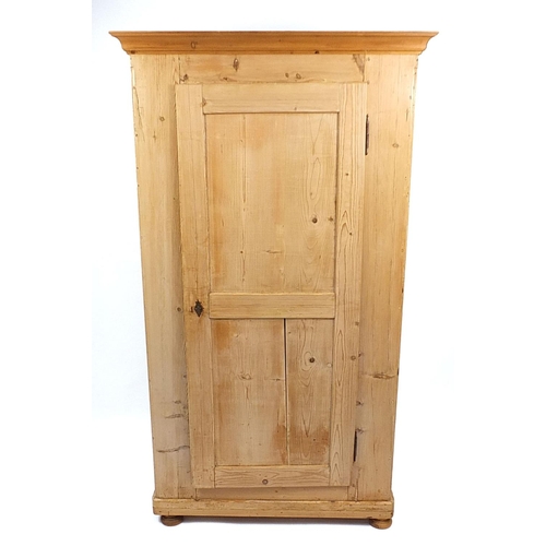 699 - European stripped pine wardrobe, 186cm H x 105cm W x 48.5cm D