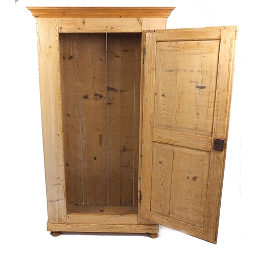 699 - European stripped pine wardrobe, 186cm H x 105cm W x 48.5cm D