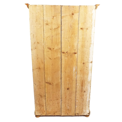 699 - European stripped pine wardrobe, 186cm H x 105cm W x 48.5cm D