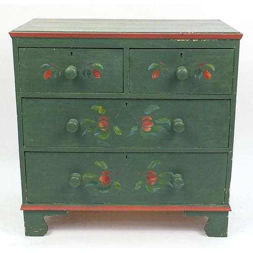 688 - Victorian painted pine four drawer chest, 82cm H x 83cm W x 43cm D