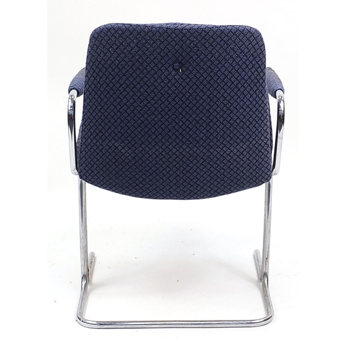 691A - Vintage industrial design chromed chair with blue upholstery, 82cm high