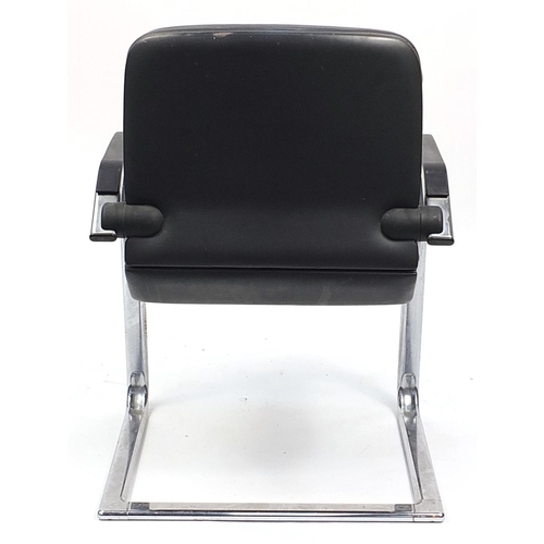 679 - Ahren de Cirkel, Danish black leather and chrome recliner office chair, label to the base, numbered ... 
