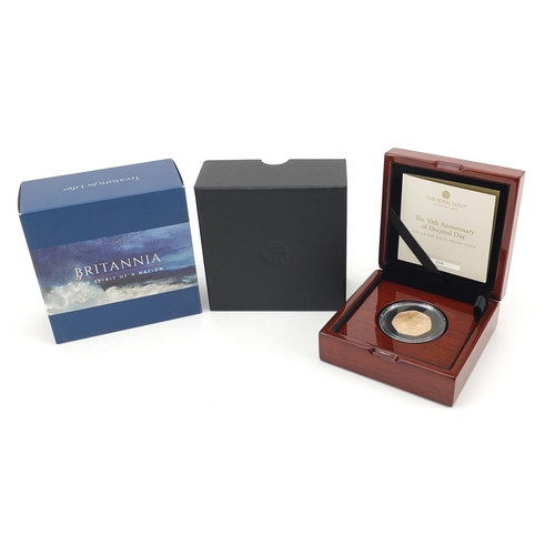 2257 - Elizabeth II 2021 gold proof fifty pence commemorating the 50th Anniversary of Decimal Day with box ... 