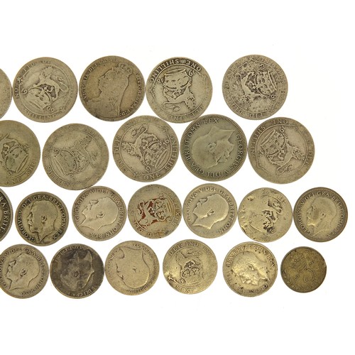 1876 - Silver coinage including three penny, 110g