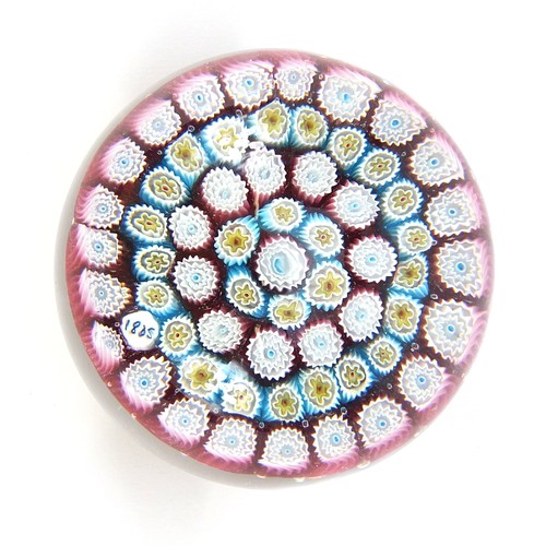 269 - Victorian millefiori glass paperweight with 1885 date cane, 7.5cm in diameter