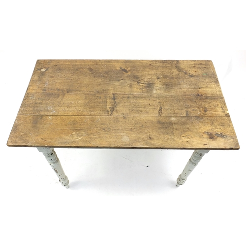 693a - Fruit wood and painted farmhouse type dining table, 72cm H x 110cm W x 64cm D