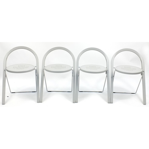 764a - Bla Station, set of four Swedish Beplus folding chairs/stools, each 82cm high