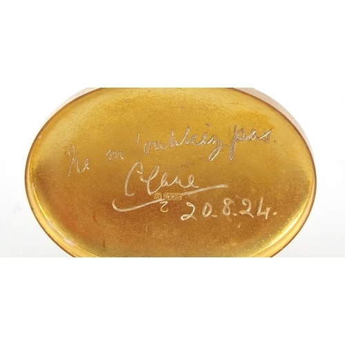 1 - George VI 9ct gold pill box with hinged lid, Birmingham 1945, 3.8cm wide, 13.5g - this lot is sold w... 