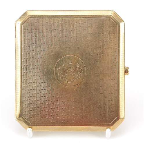 10 - George V 9ct gold engine turned cigarette case, Birmingham 1919, 8.6cm wide, 105.5g - this lot is so... 