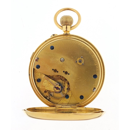 16 - Newsome & Co Coventry, gentlemen's 18ct gold open face chronograph pocket watch with enamelled dial,... 