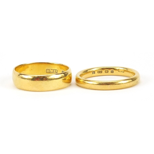 17 - George V 22ct gold wedding band, Birmingham 1919, size O, 5.4g - this lot is sold without buyer’s pr... 