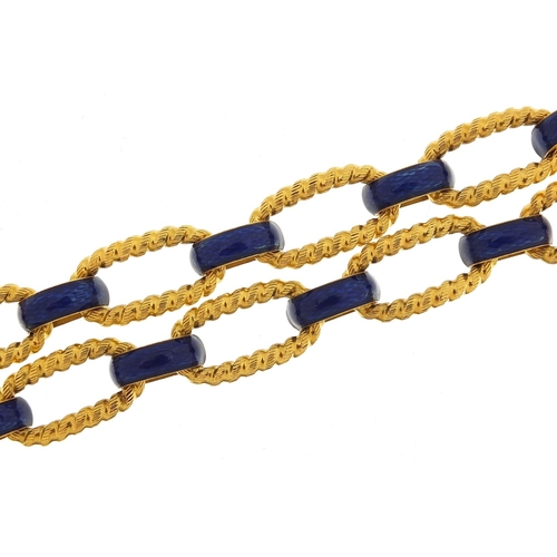198 - Uno-A-Erre, two Italian 18ct gold and blue enamel bracelets, 20cm in length, 76.4g - this lot is sol... 