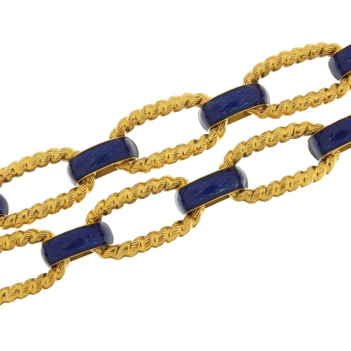 199 - Uno-A-Erre, two Italian 18ct gold and blue enamel bracelets, 20cm in length, 76.4g - this lot is sol... 