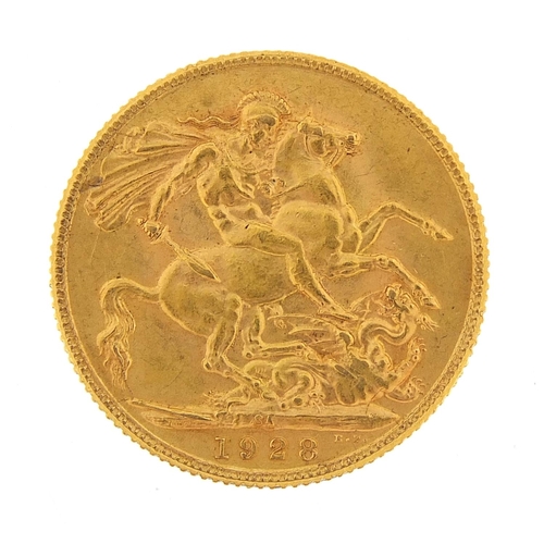21 - George V 1928 gold sovereign, South Africa mint - this lot is sold without buyer’s premium, the hamm... 