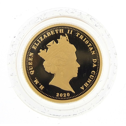 32 - Elizabeth II 2020 Mayflower gold quarter sovereign housed in a Hattons of London box - this lot is s... 