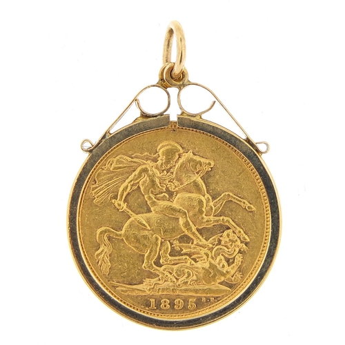 44 - Queen Victoria 1895 gold sovereign with 9ct gold pendant mount, 9.5g - this lot is sold without buye... 