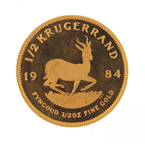 5 - South African 1984 gold half krugerrand with box - this lot is sold without buyer’s premium, the ham... 