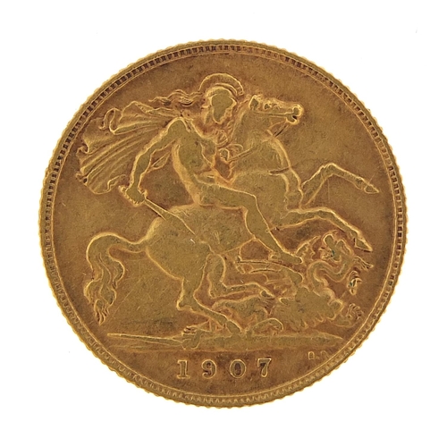 52 - Edward VII 1907 gold half sovereign - this lot is sold without buyer’s premium, the hammer price is ... 