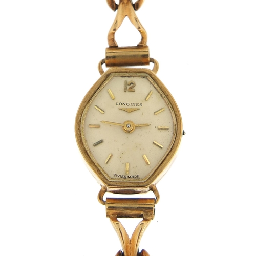 56 - Longines, ladies 9ct gold wristwatch, the case 15.2mm wide, 12.0g - this lot is sold without buyer’s... 