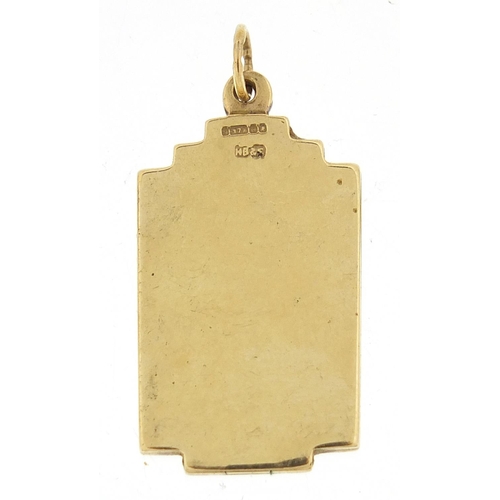 58 - 9ct gold engine turned pendant, 3.0cm high, 7.4g - this lot is sold without buyer’s premium, the ham... 