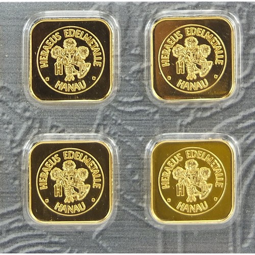 8 - Set of ten Heraeus 1g 999.9 fine gold ingots - this lot is sold without buyer’s premium, the hammer ... 