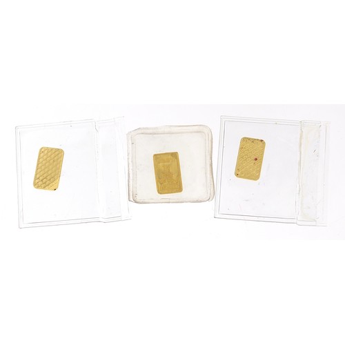 19 - Three 999.9 fine gold 1g ingots - this lot is sold without buyer’s premium, the hammer price is the ... 