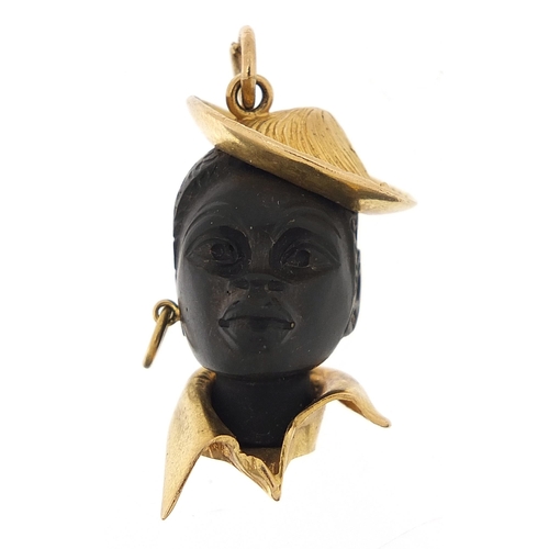 135 - 9ct gold Blackamoor charm, 2.5cm high, 9.6g