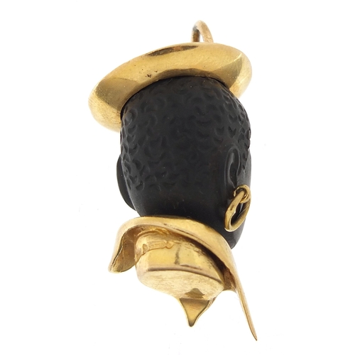135 - 9ct gold Blackamoor charm, 2.5cm high, 9.6g
