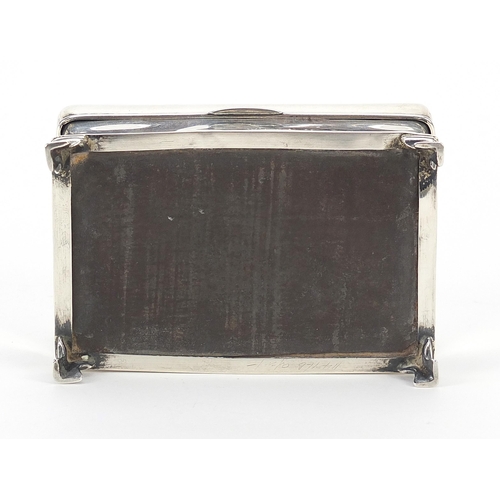 53 - Elkington & Co Ltd, Edward VII rectangular silver jewel box having a hinged lid housing a hand paint... 