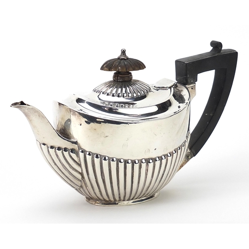 James Deakin & Sons, George V silver demi fluted teapot with