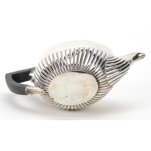 James Deakin & Sons, George V silver demi fluted teapot with