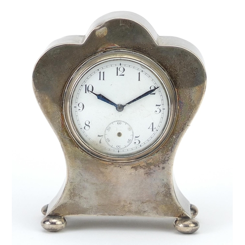 66 - Boots Pure Drug Company, George VI silver cased travel clock, Birmingham 1938, 9cm high, 178.0g