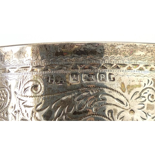 56 - Atkin Brothers, Victorian silver tankard engraved with flowers and swags, Sheffield 1882, 9cm high, ... 