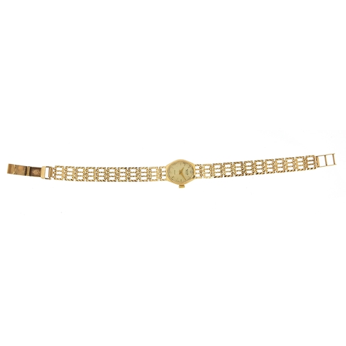 152 - Accurist, ladies 9ct gold Accurist Diamond wristwatch with 9ct gold strap, the case 15mm wide, 12.9g